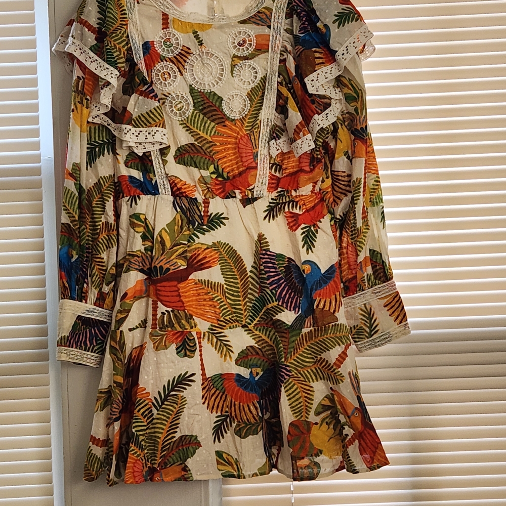 Off-White Multicolor Tropical Print Dress